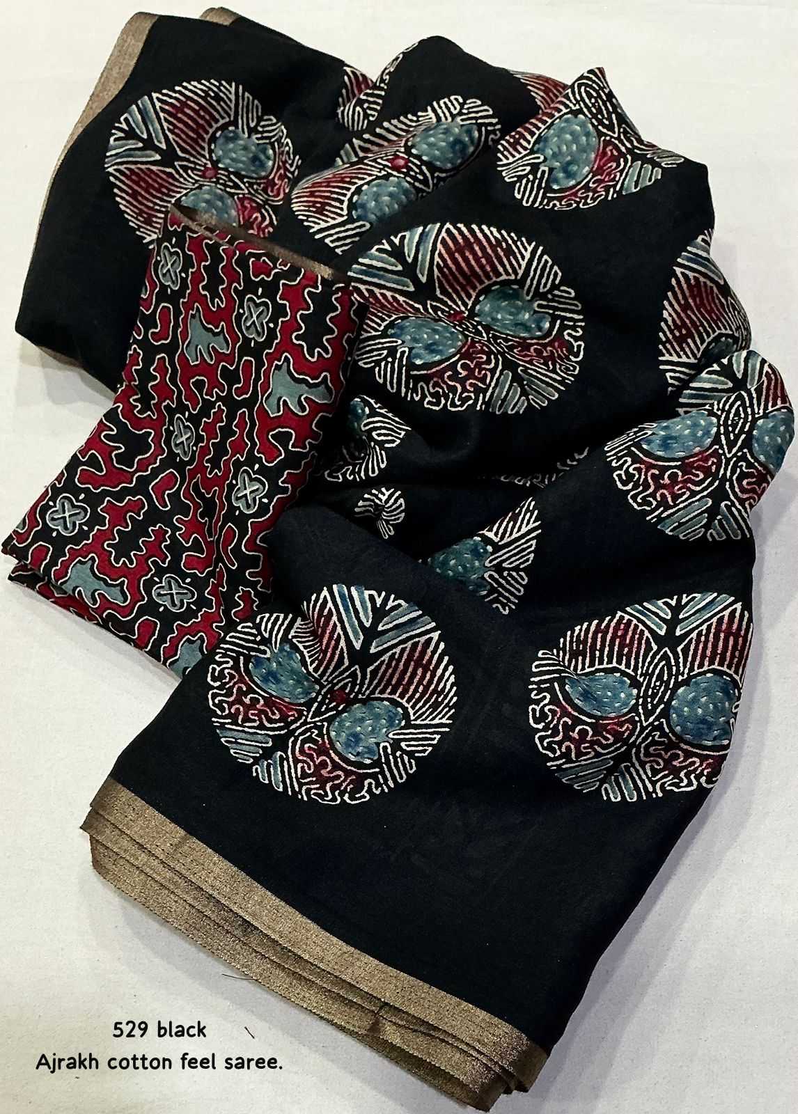 YNF Wholesale Cotton Ajrakh Sarees  | Surat Manufacturer
