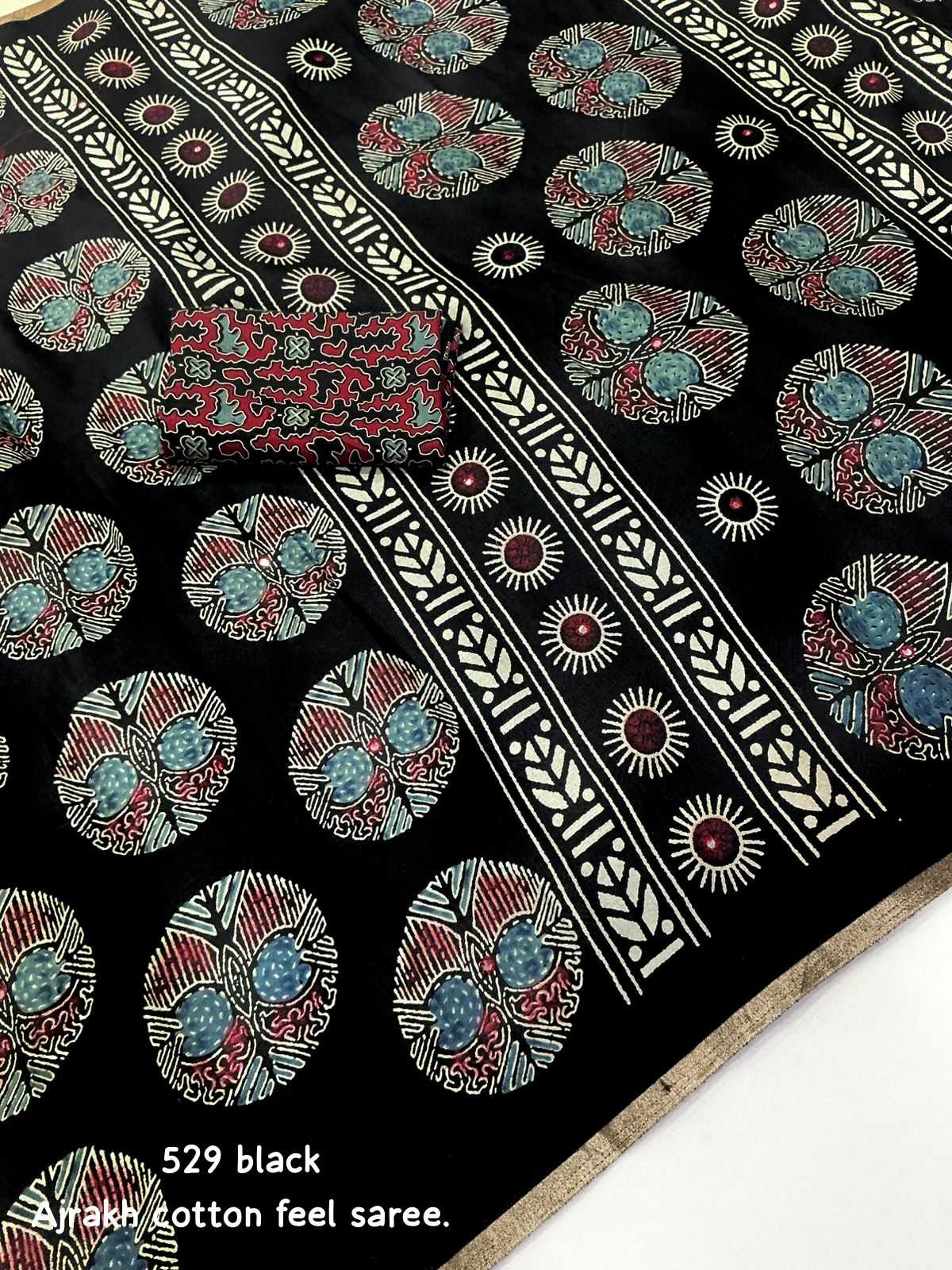 YNF Wholesale Cotton Ajrakh Sarees  | Surat Manufacturer