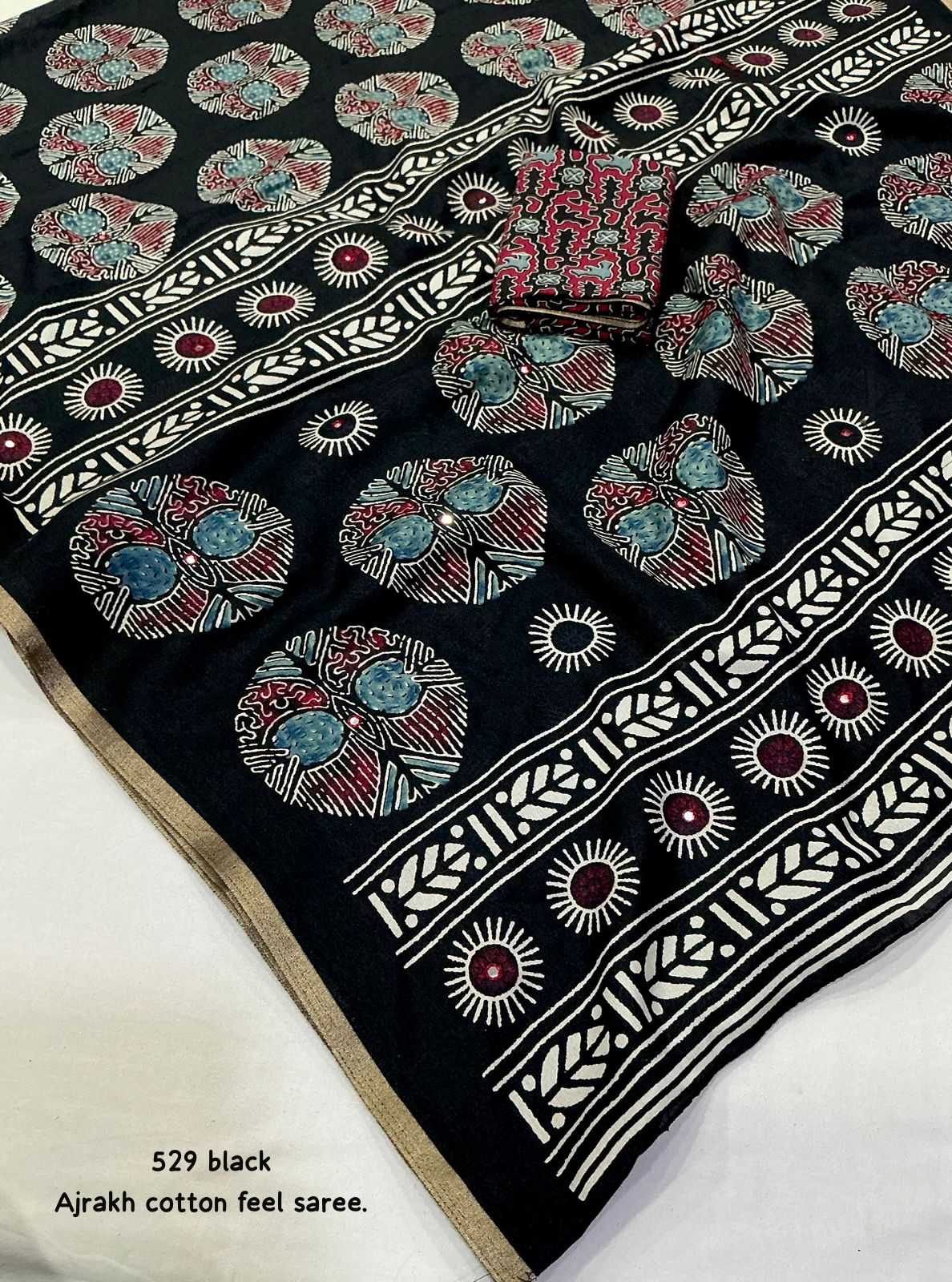 YNF Wholesale Cotton Ajrakh Sarees  | Surat Manufacturer