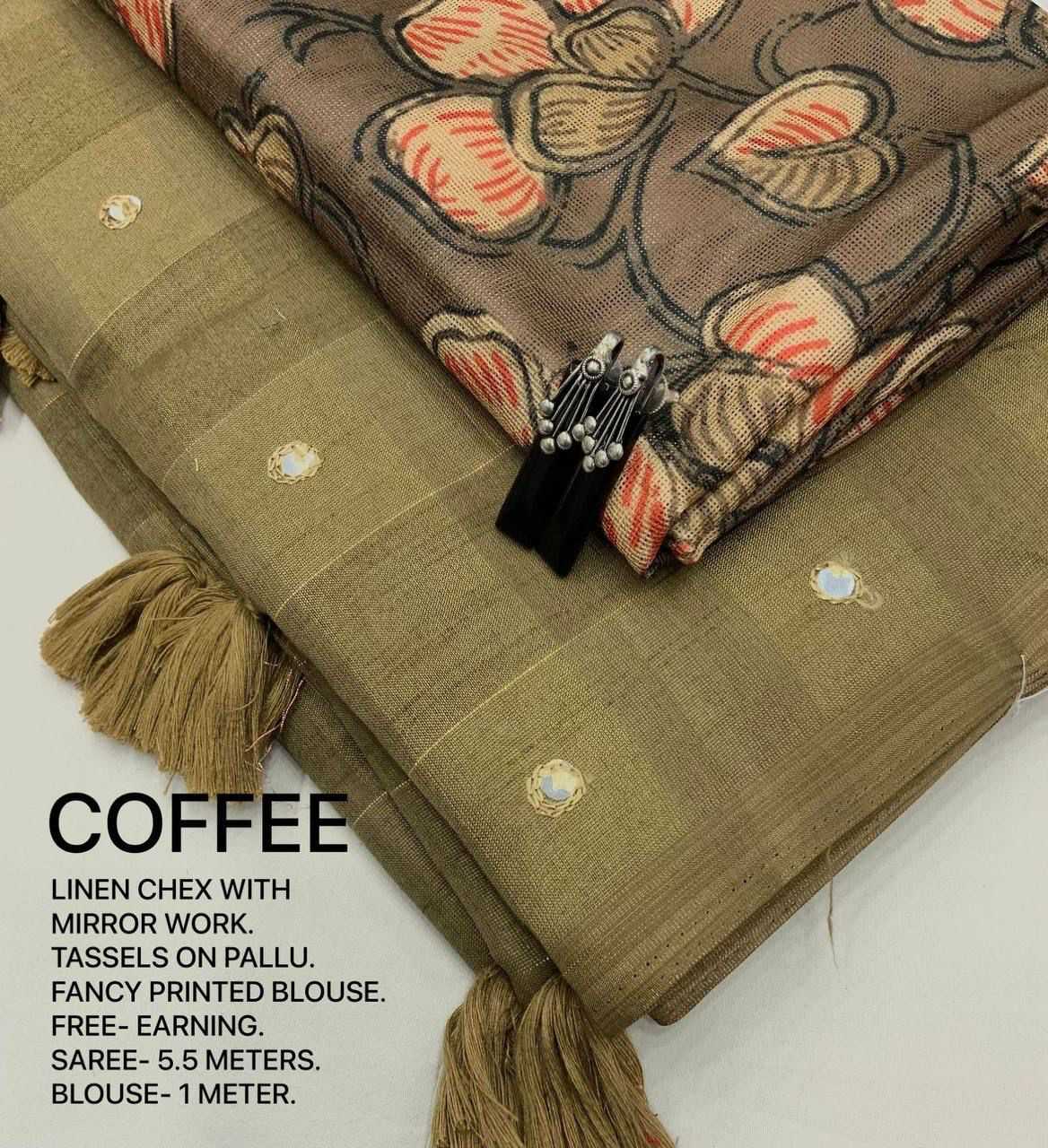 YNF Wholesale Linen Printed Sarees  | Surat Manufacturer