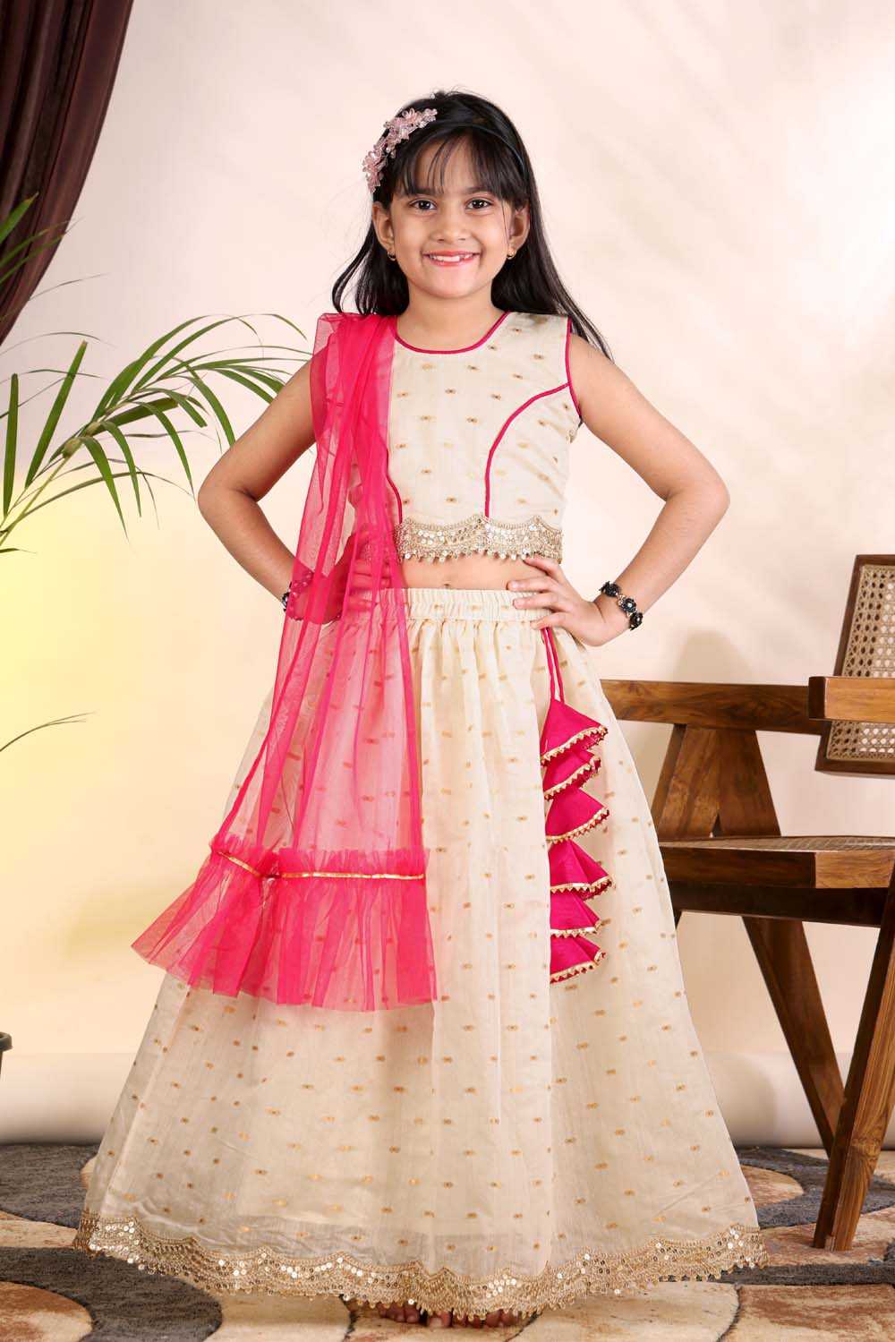 YNF Wholesale Chanderi Silk Kids Lehenga  | Surat Manufacturer