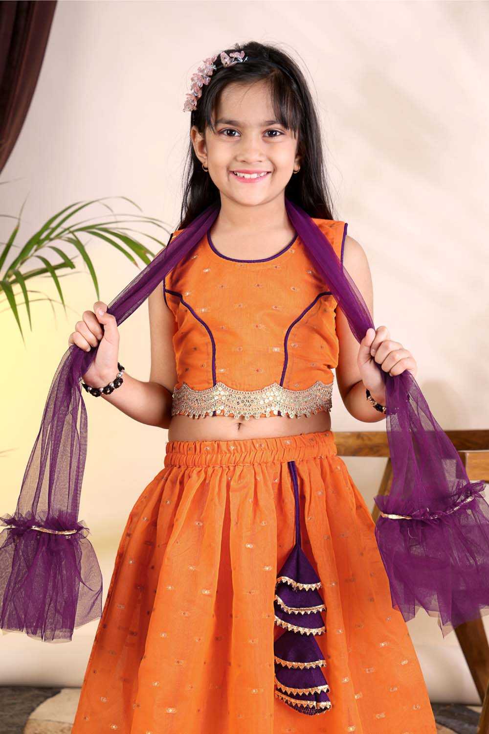 YNF Wholesale Chanderi Silk Kids Lehenga  | Surat Manufacturer