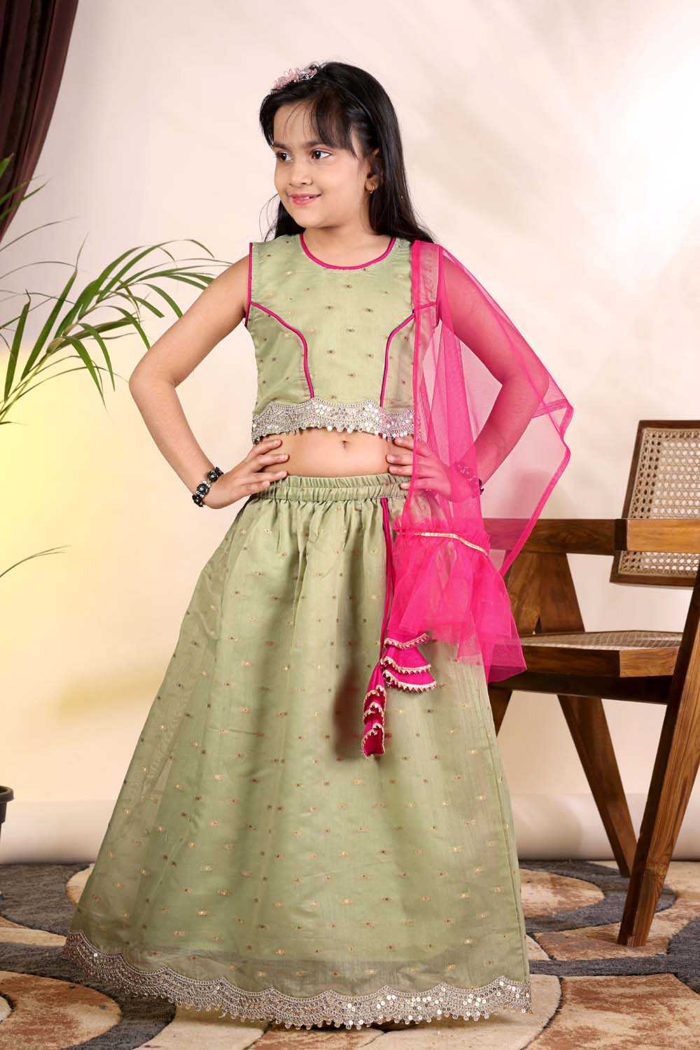 YNF Wholesale Chanderi Silk Kids Lehenga  | Surat Manufacturer