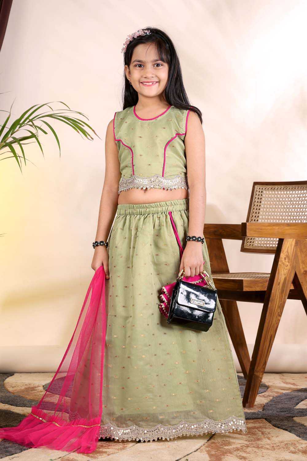 YNF Wholesale Chanderi Silk Kids Lehenga  | Surat Manufacturer