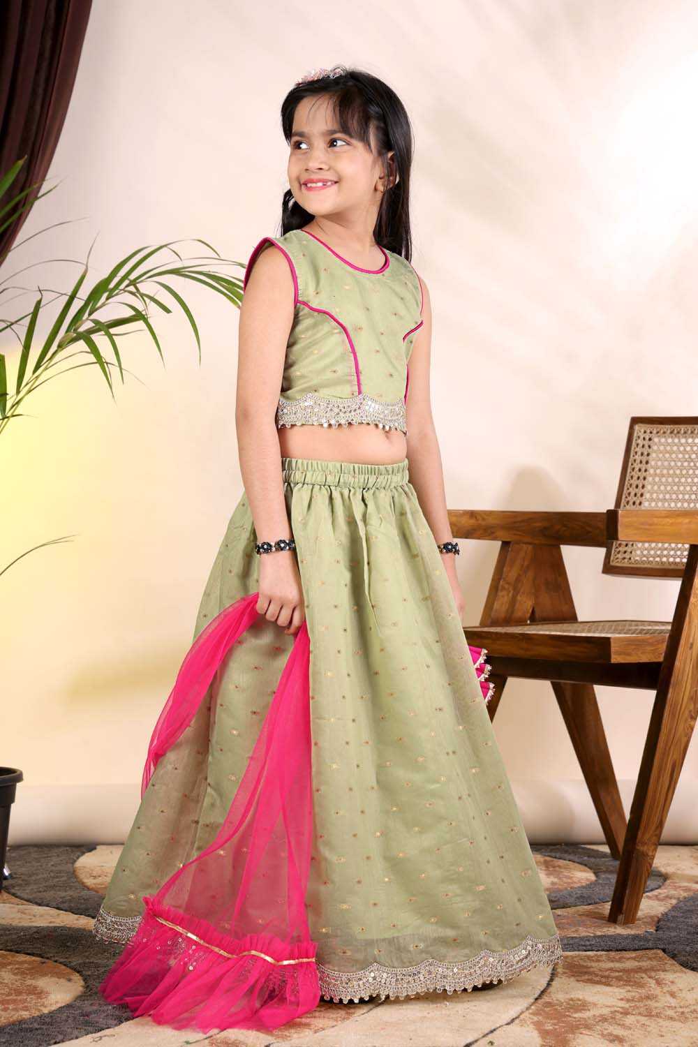 YNF Wholesale Chanderi Silk Kids Lehenga  | Surat Manufacturer