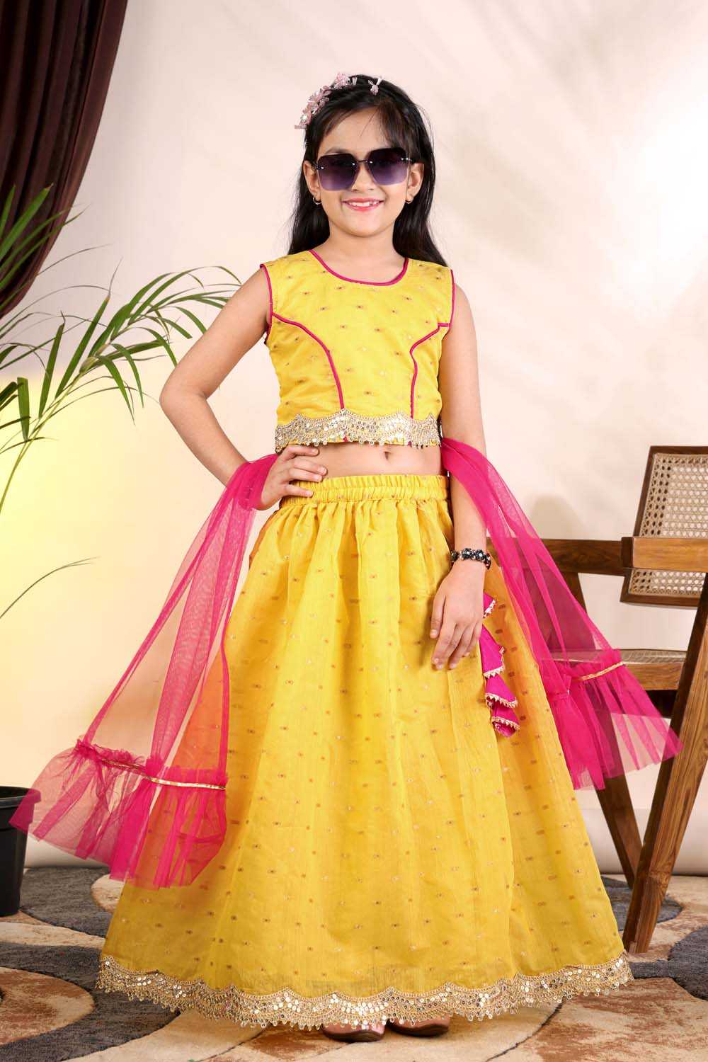 YNF Wholesale Chanderi Silk Kids Lehenga  | Surat Manufacturer