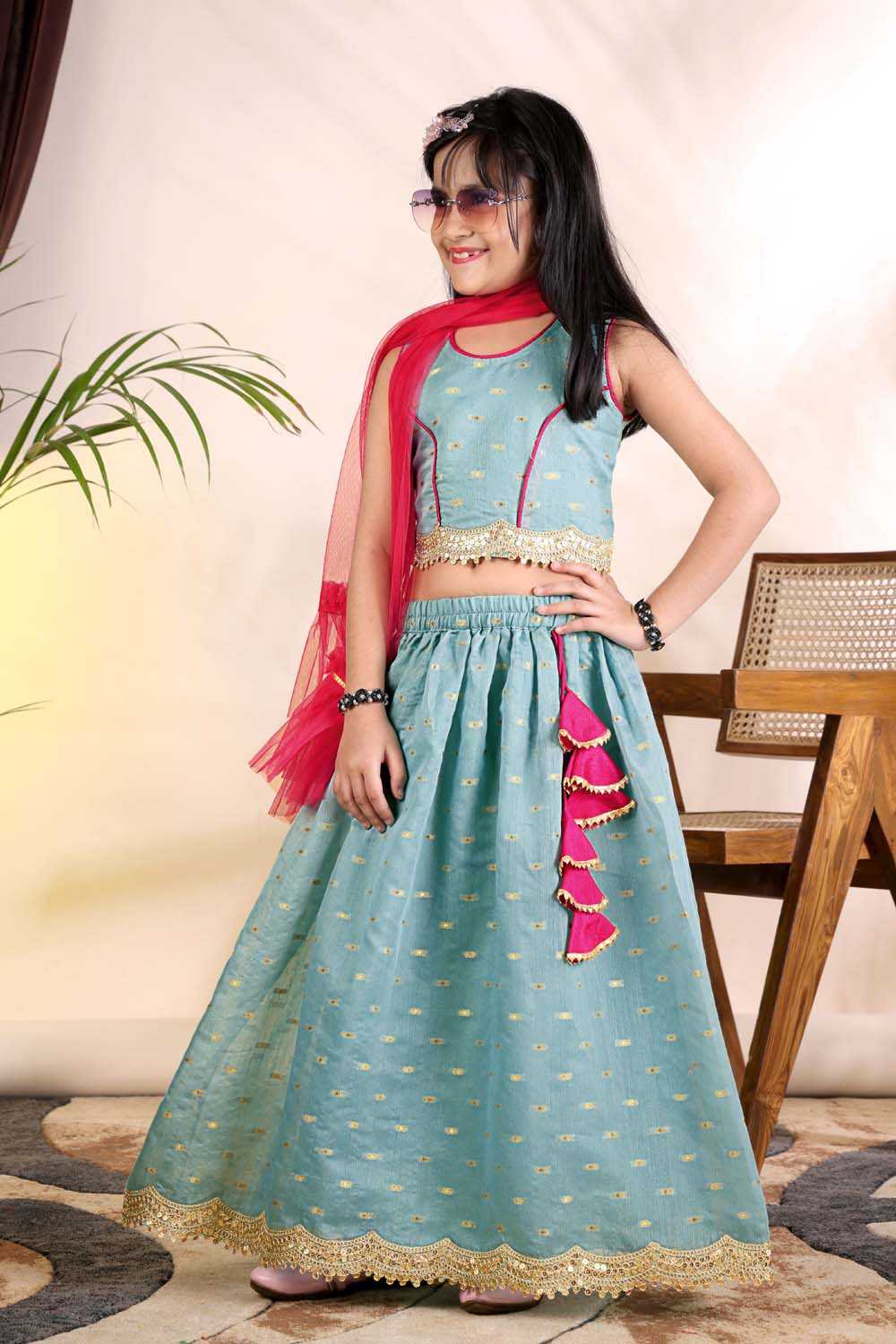 YNF Wholesale Chanderi Silk Kids Lehenga  | Surat Manufacturer