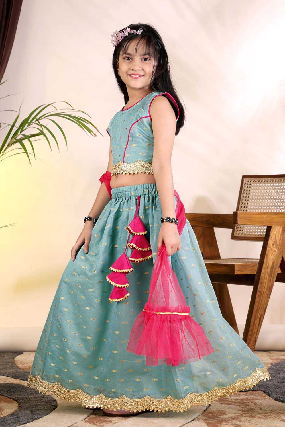 YNF Wholesale Chanderi Silk Kids Lehenga  | Surat Manufacturer