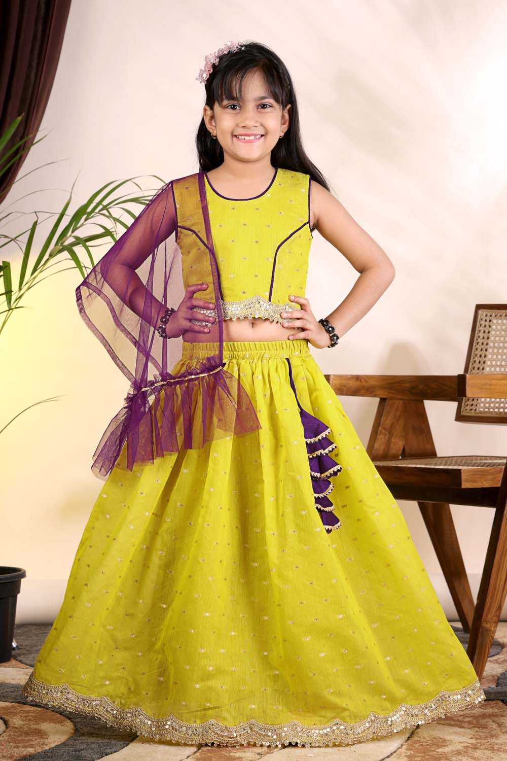 YNF Wholesale Chanderi Silk Kids Lehenga  | Surat Manufacturer