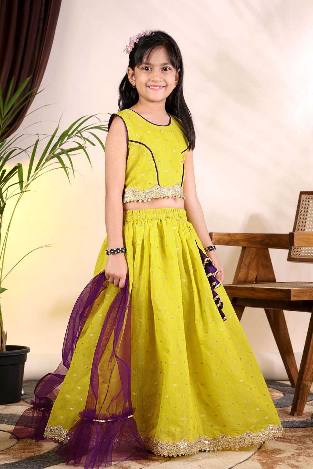 YNF Wholesale Chanderi Silk Kids Lehenga  | Surat Manufacturer