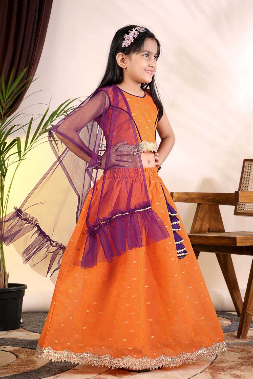 YNF Wholesale Chanderi Silk Kids Lehenga  | Surat Manufacturer