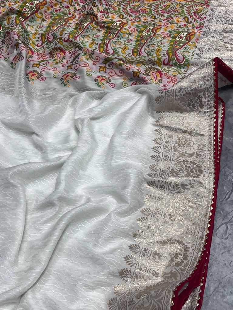 YNF Wholesale Russian Silk Lace Border Sarees  | Surat Manufacturer