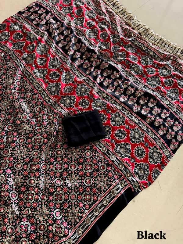 YNF Wholesale Japan Sartin Ajrakh Sarees KESH485 Arj | Surat Manufacturer