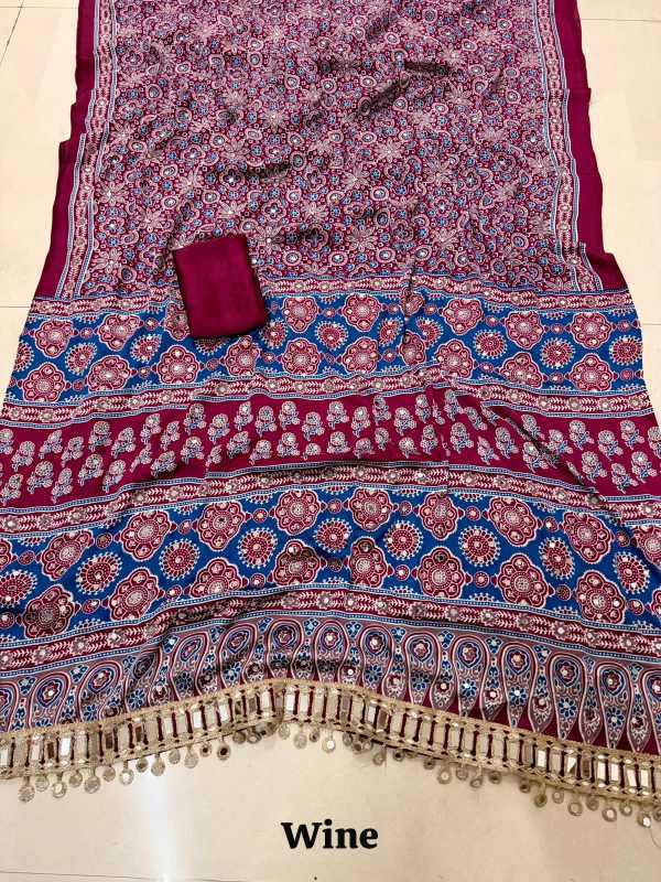 YNF Wholesale Japan Sartin Ajrakh Sarees KESH485 Arj | Surat Manufacturer