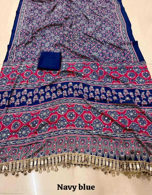 YNF Wholesale Japan Sartin Ajrakh Sarees KESH485 Arj | Surat Manufacturer