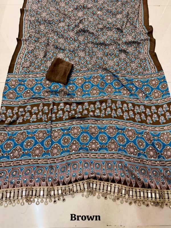 YNF Wholesale Japan Sartin Ajrakh Sarees KESH485 Arj | Surat Manufacturer