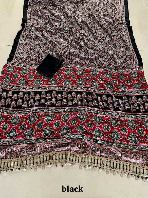 YNF Wholesale Japan Sartin Ajrakh Sarees KESH485 Arj | Surat Manufacturer