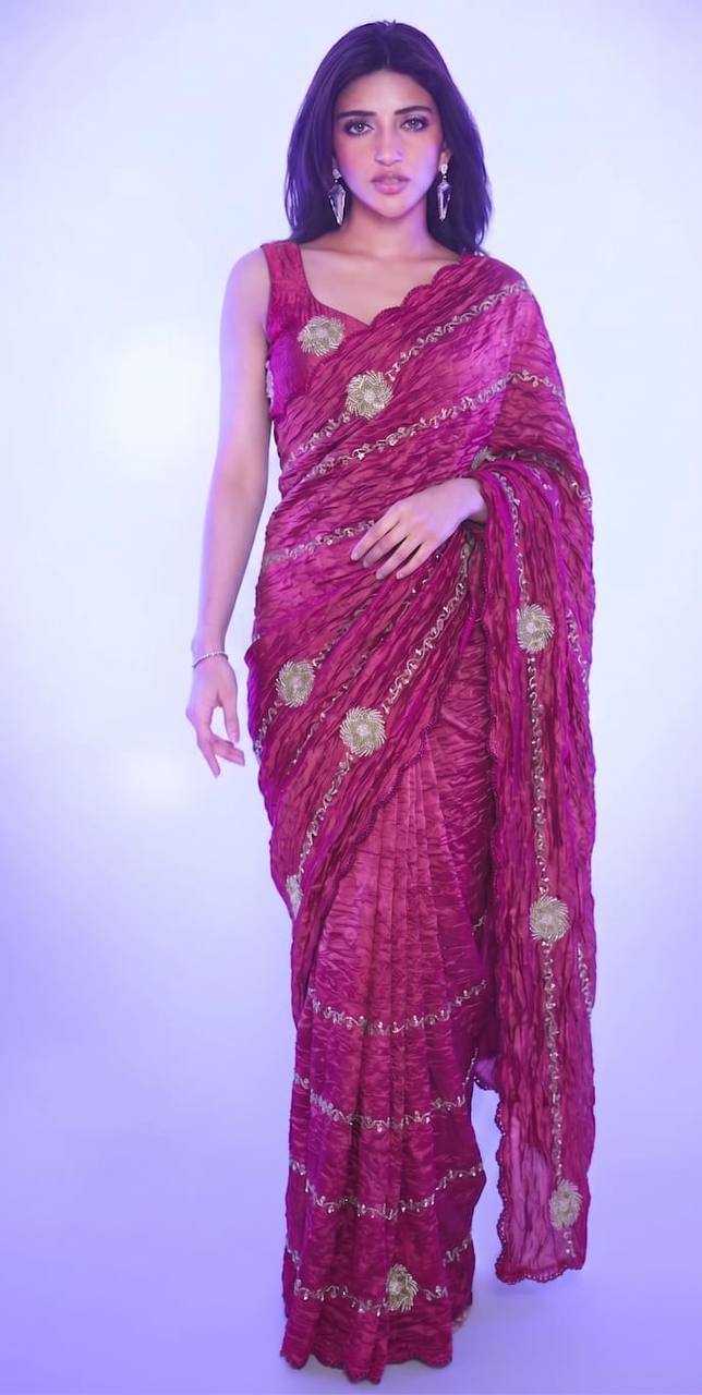YNF Wholesale Soft Gold Crush Sequence Sarees  | Surat Manufacturer