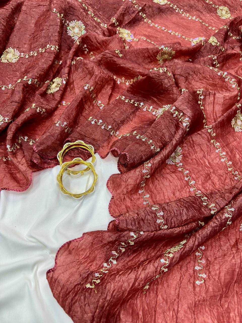 YNF Wholesale Soft Gold Crush Sequence Sarees  | Surat Manufacturer