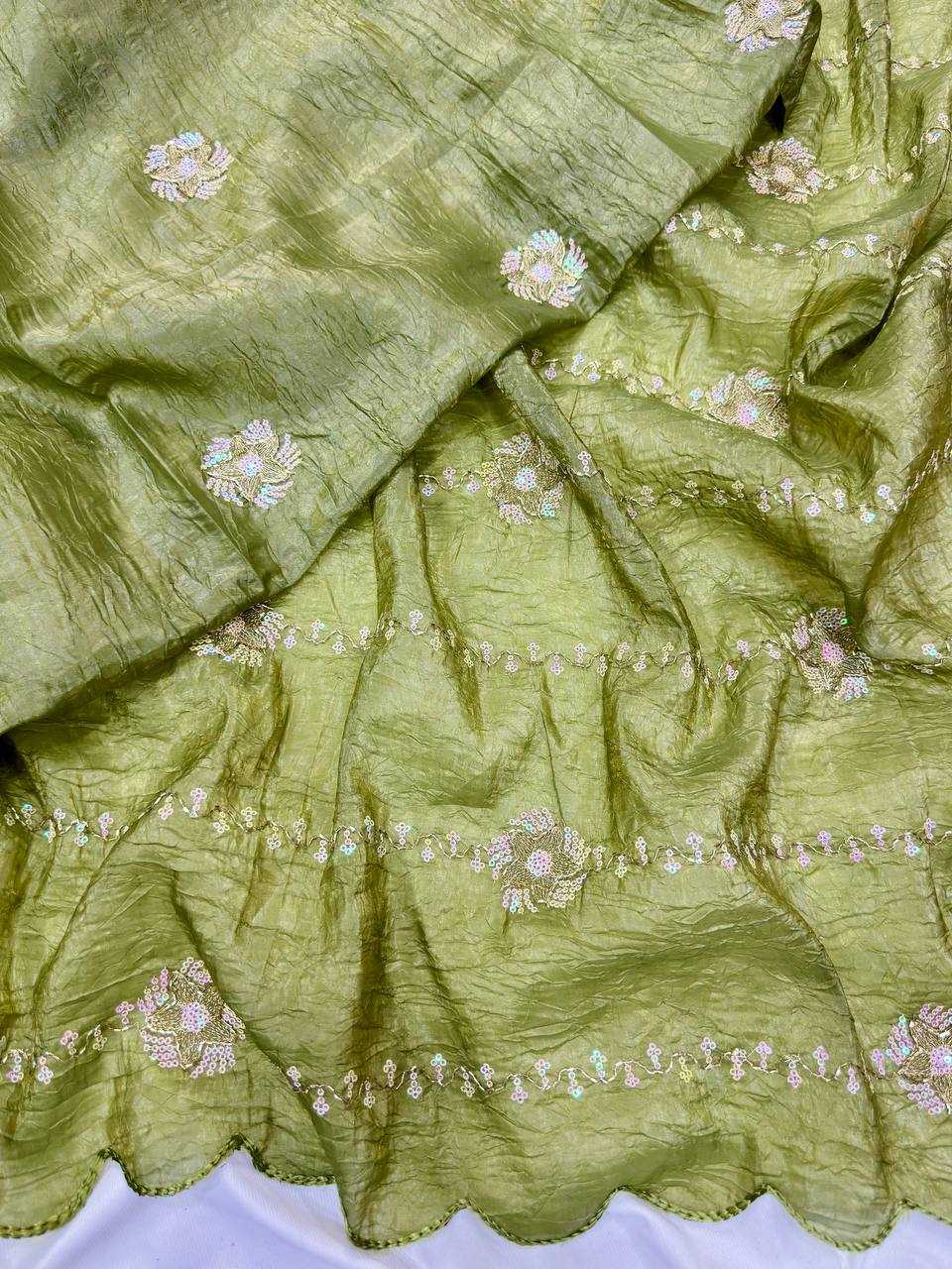 YNF Wholesale Soft Gold Crush Sequence Sarees  | Surat Manufacturer