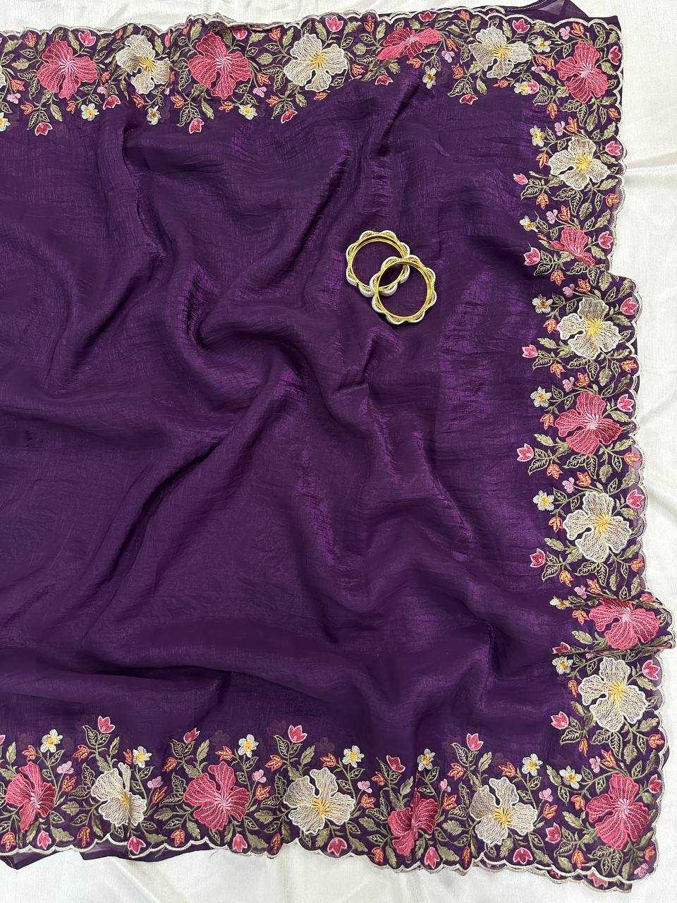 YNF Wholesale Crunchi Embroidered Sarees  | Surat Manufacturer