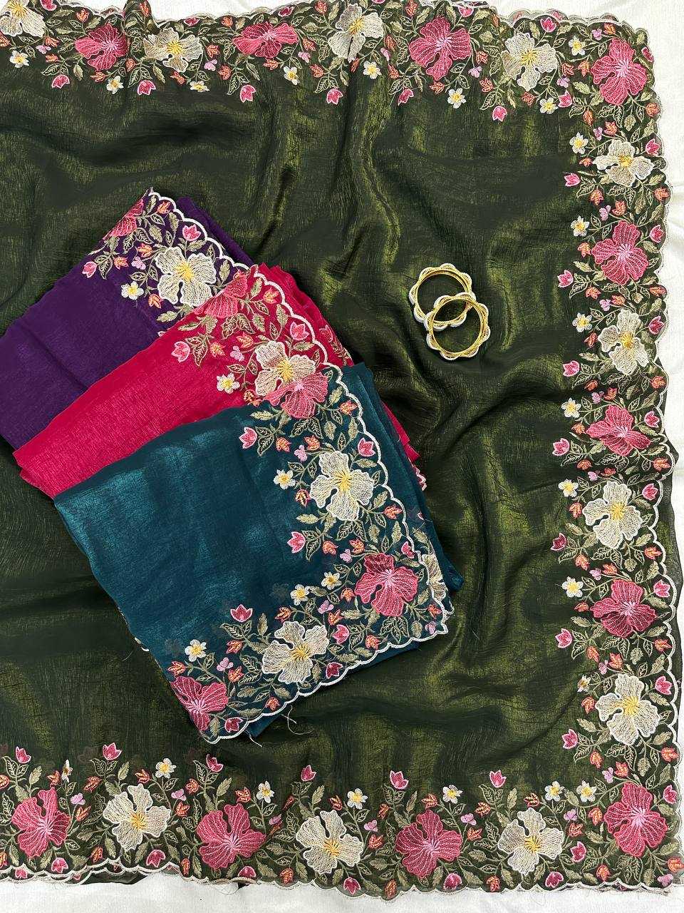 YNF Wholesale Crunchi Embroidered Sarees  | Surat Manufacturer