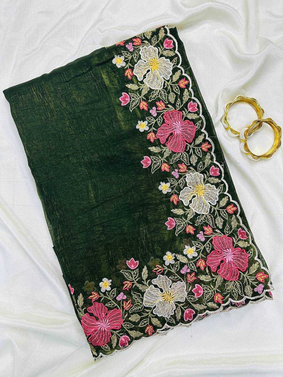 YNF Wholesale Crunchi Embroidered Sarees  | Surat Manufacturer