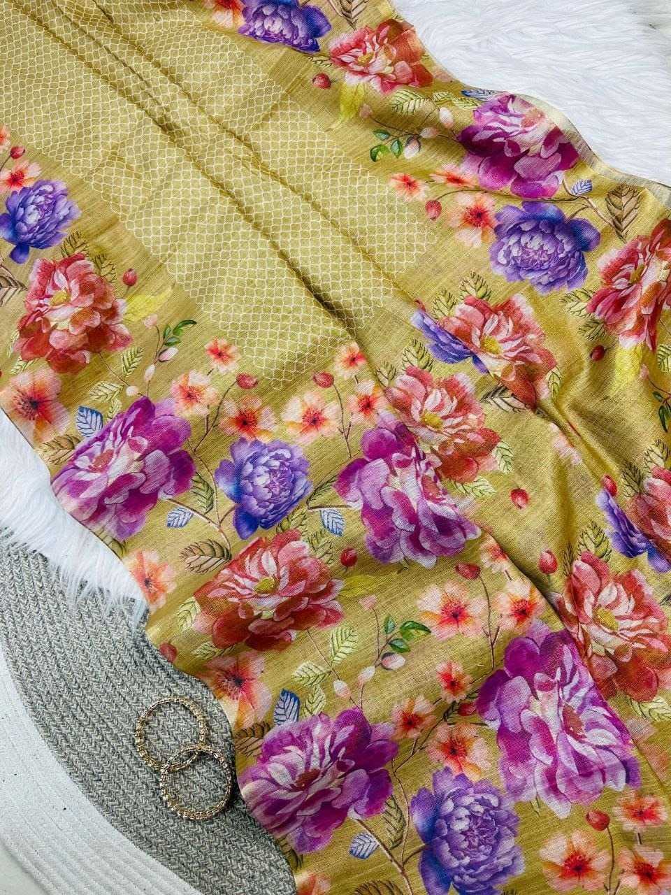 YNF Wholesale Linen Printed Sarees  | Surat Manufacturer