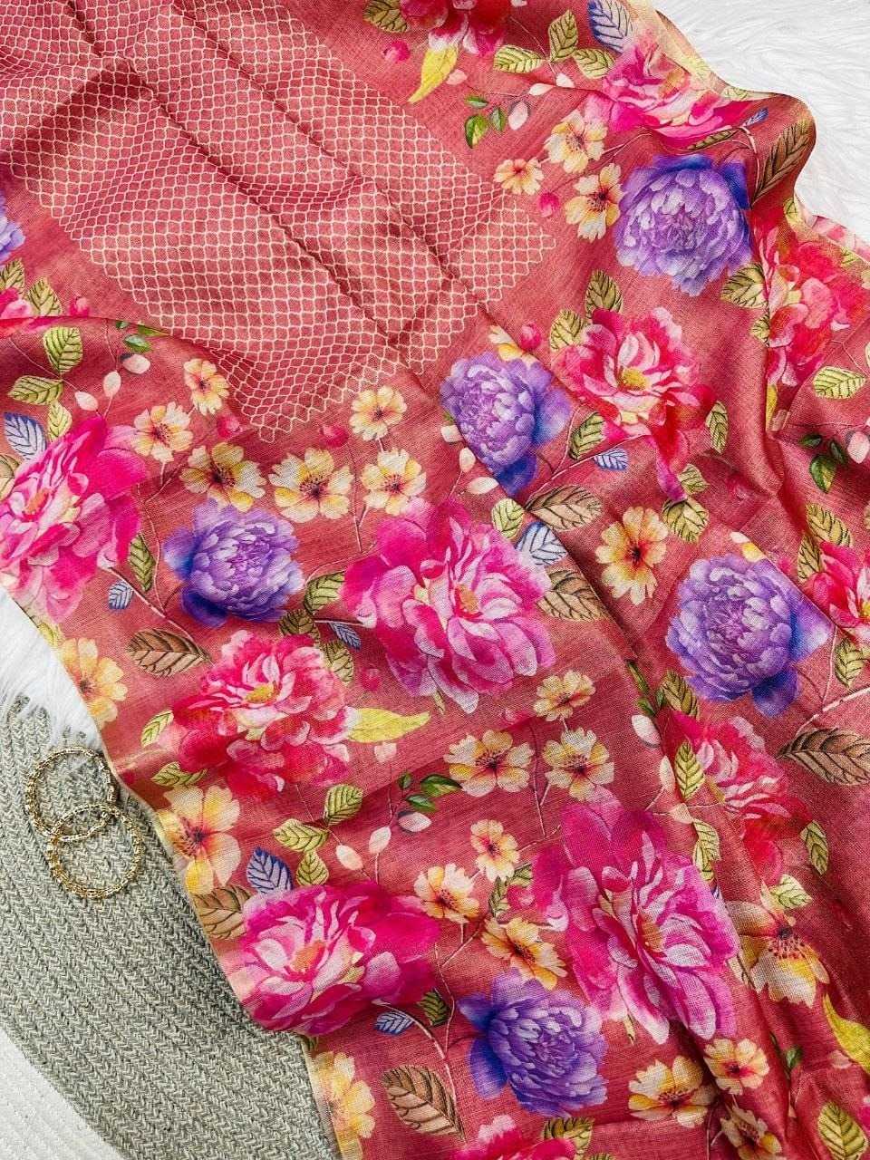 YNF Wholesale Linen Printed Sarees  | Surat Manufacturer