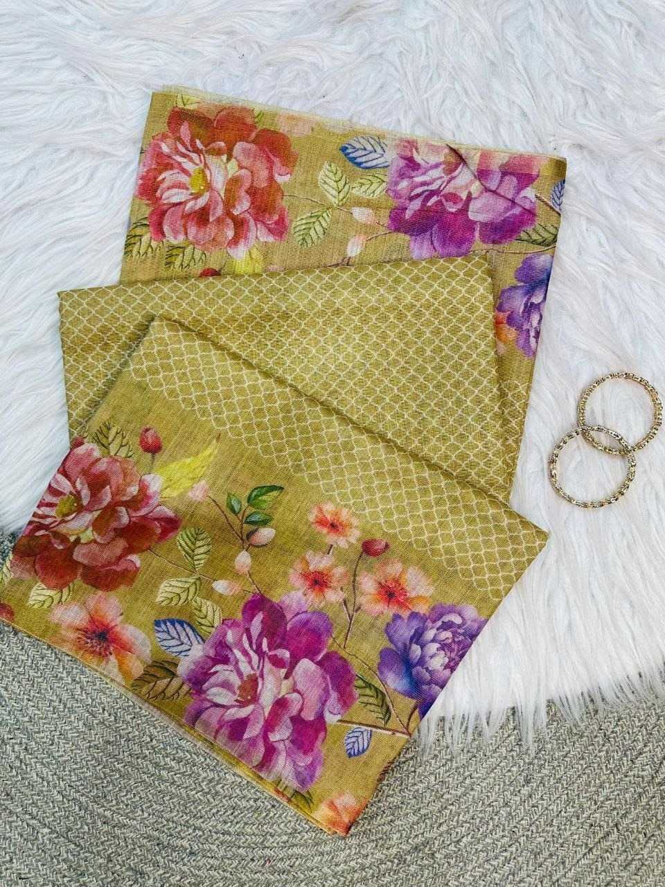 YNF Wholesale Linen Printed Sarees  | Surat Manufacturer