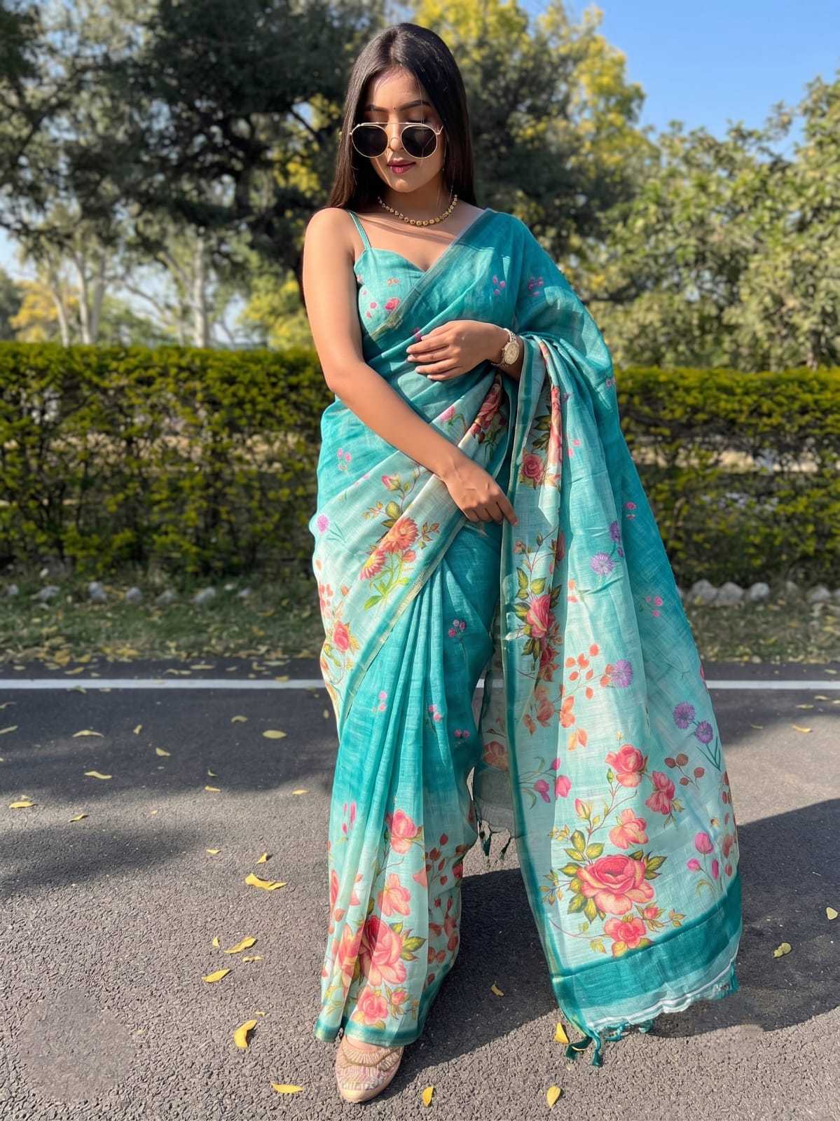 YNF Wholesale Linen Printed Sarees  | Surat Manufacturer