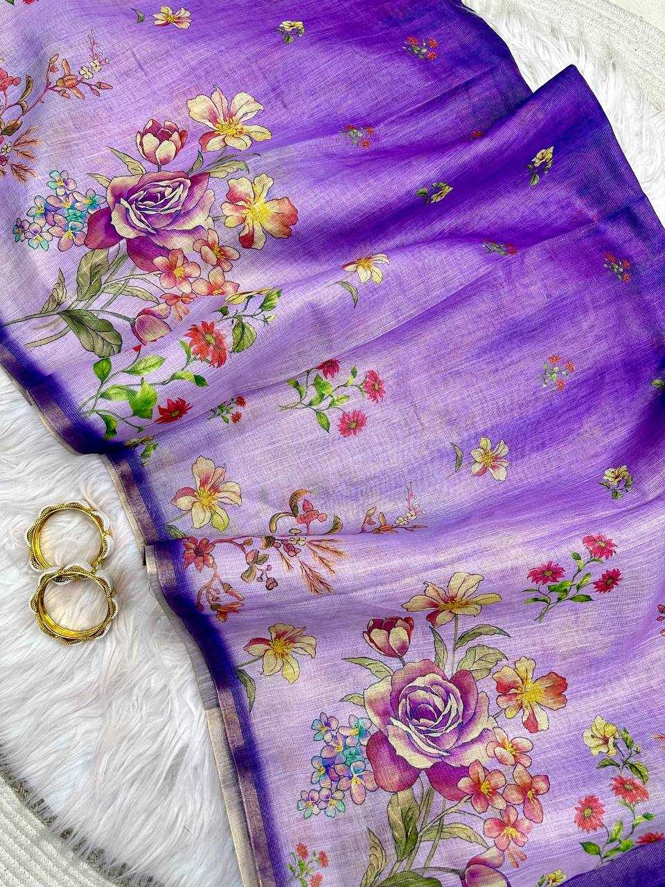YNF Wholesale Linen Printed Sarees  | Surat Manufacturer