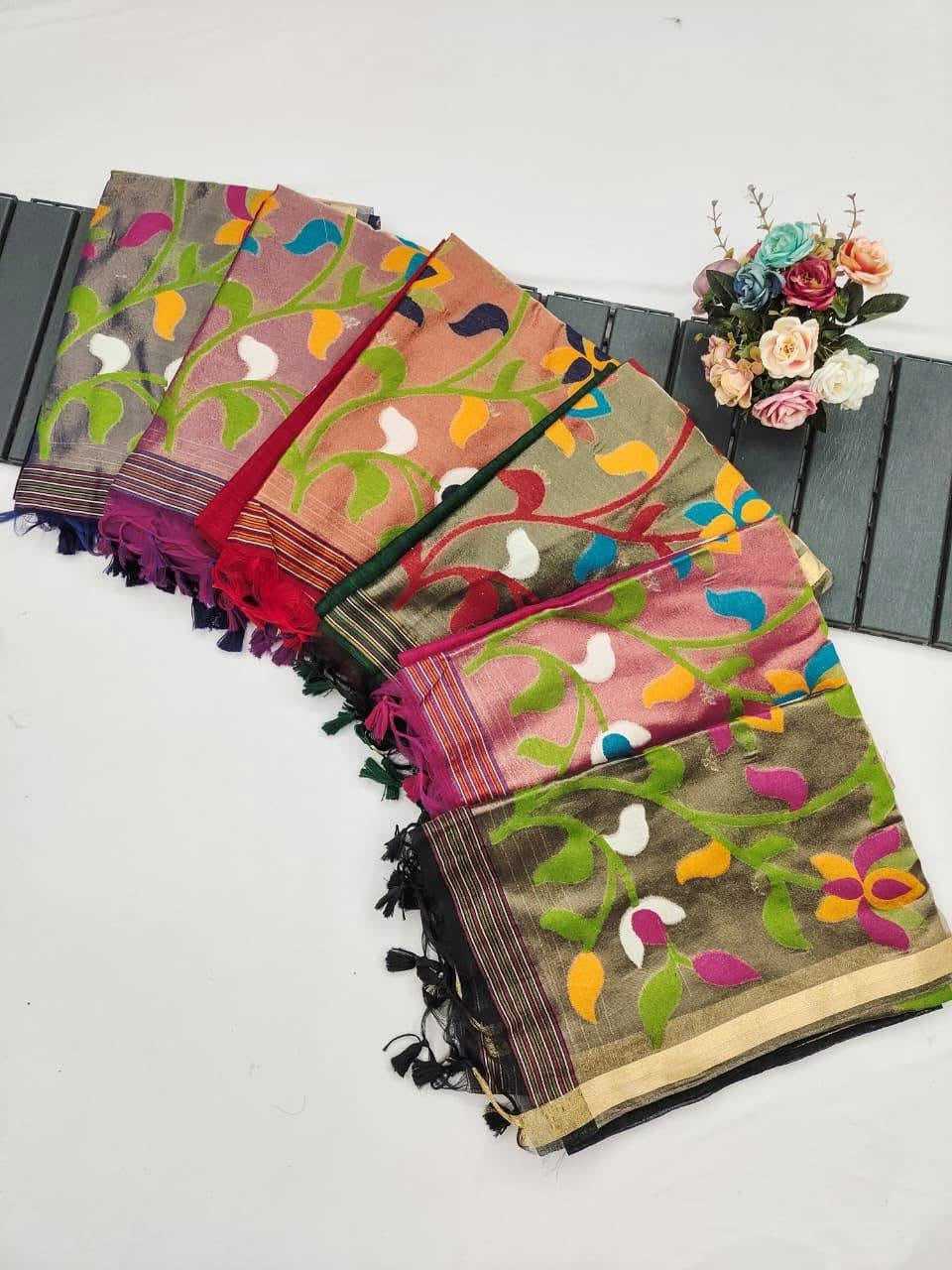 YNF Wholesale Linen Zari Border Sarees KESH488 MUSLIN LINEN JAMDANI | Surat Manufacturer