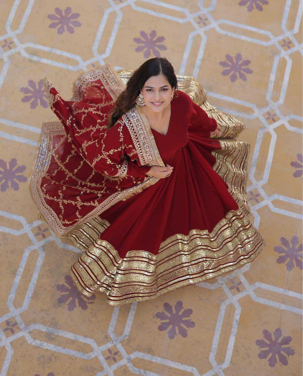 YNF Wholesale Faux Blooming Embroidery Gowns  | Surat Manufacturer