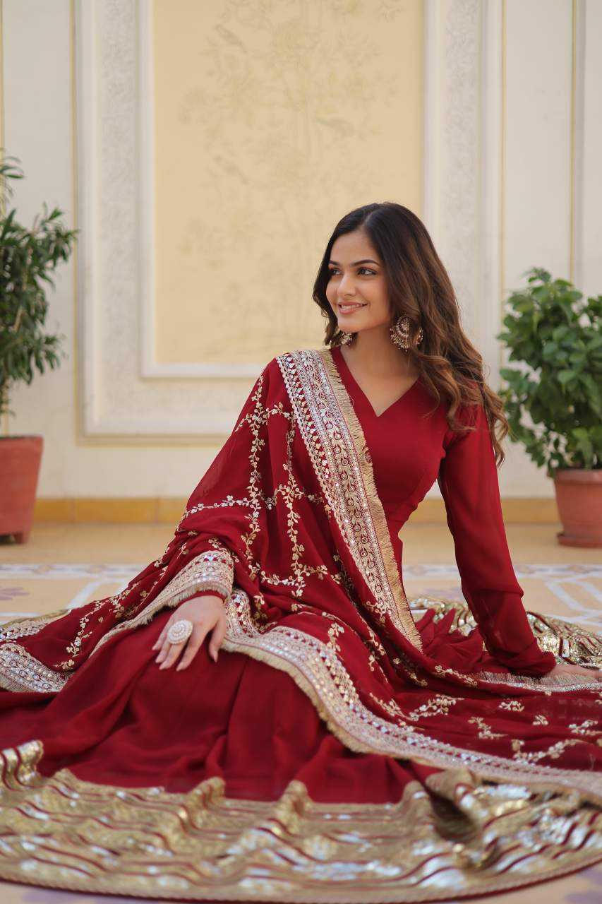 YNF Wholesale Faux Blooming Embroidery Gowns  | Surat Manufacturer