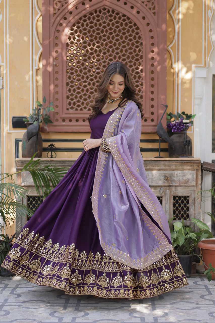 YNF Wholesale Faux Georgette Embroidery Gowns  | Surat Manufacturer