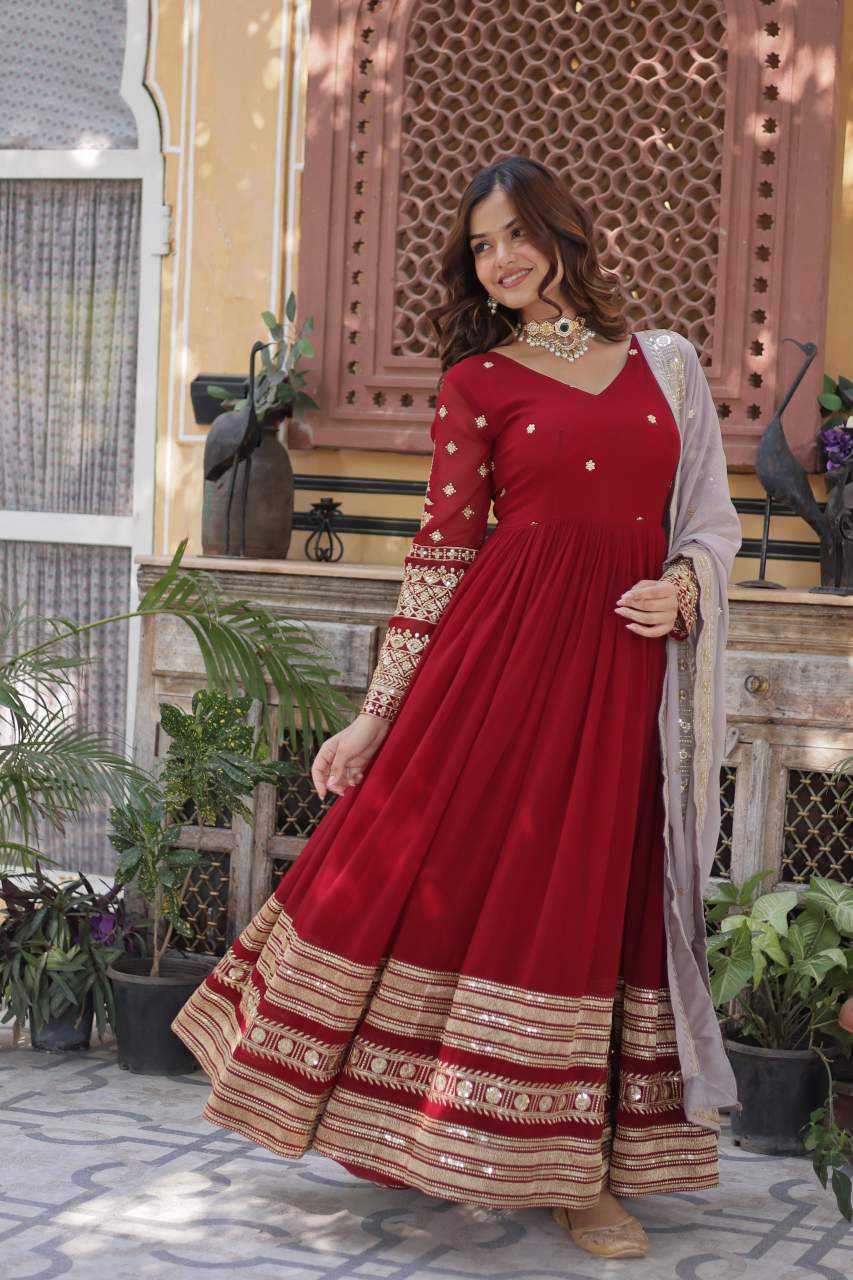 YNF Wholesale Faux Blooming Embroidery Gowns  | Surat Manufacturer