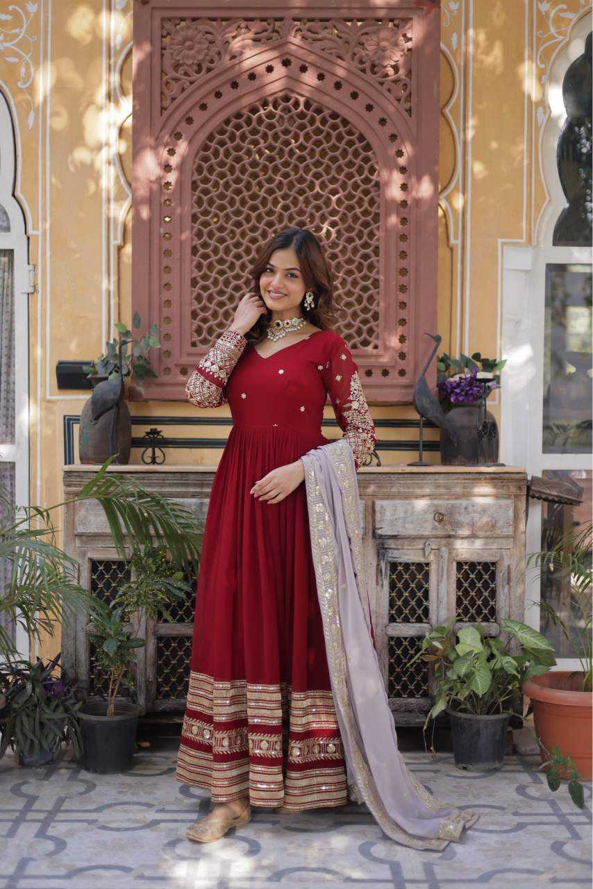 YNF Wholesale Faux Blooming Embroidery Gowns  | Surat Manufacturer