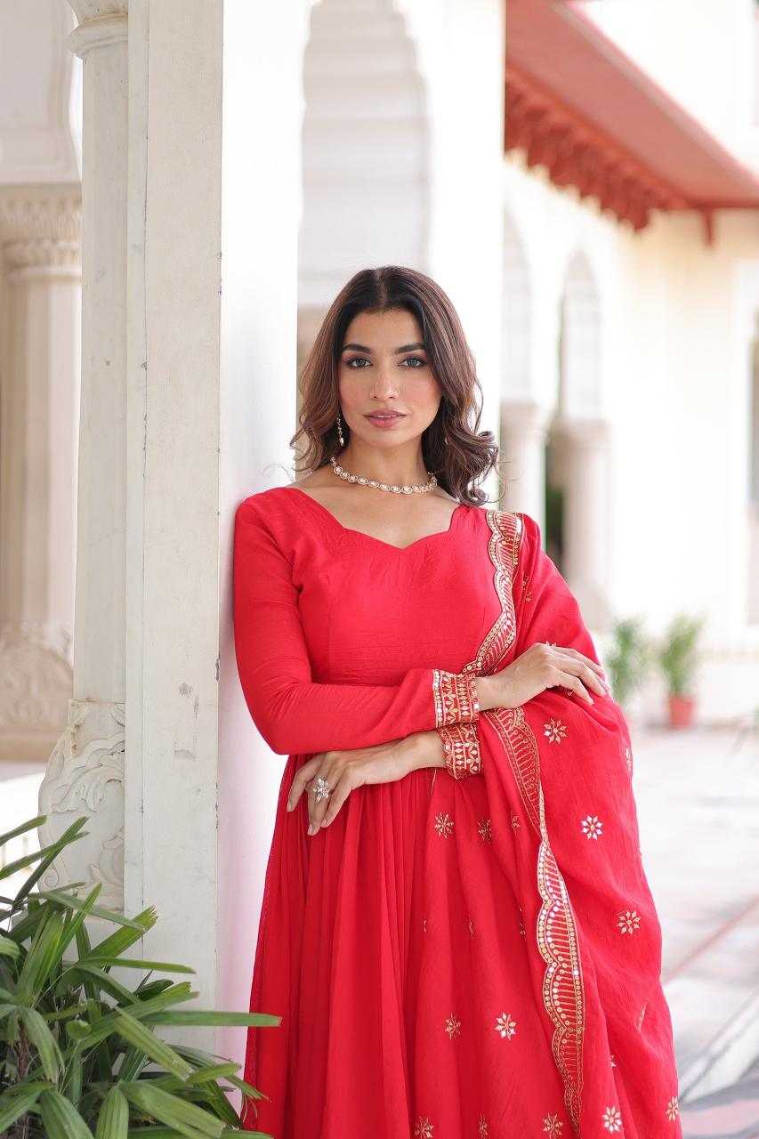 YNF Wholesale Vichitra Silk Embroidery Gowns  | Surat Manufacturer