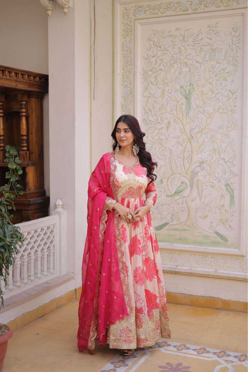 YNF Wholesale Russian Silk Printed Gowns  | Surat Manufacturer