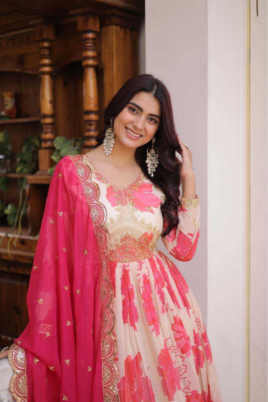 YNF Wholesale Russian Silk Printed Gowns  | Surat Manufacturer
