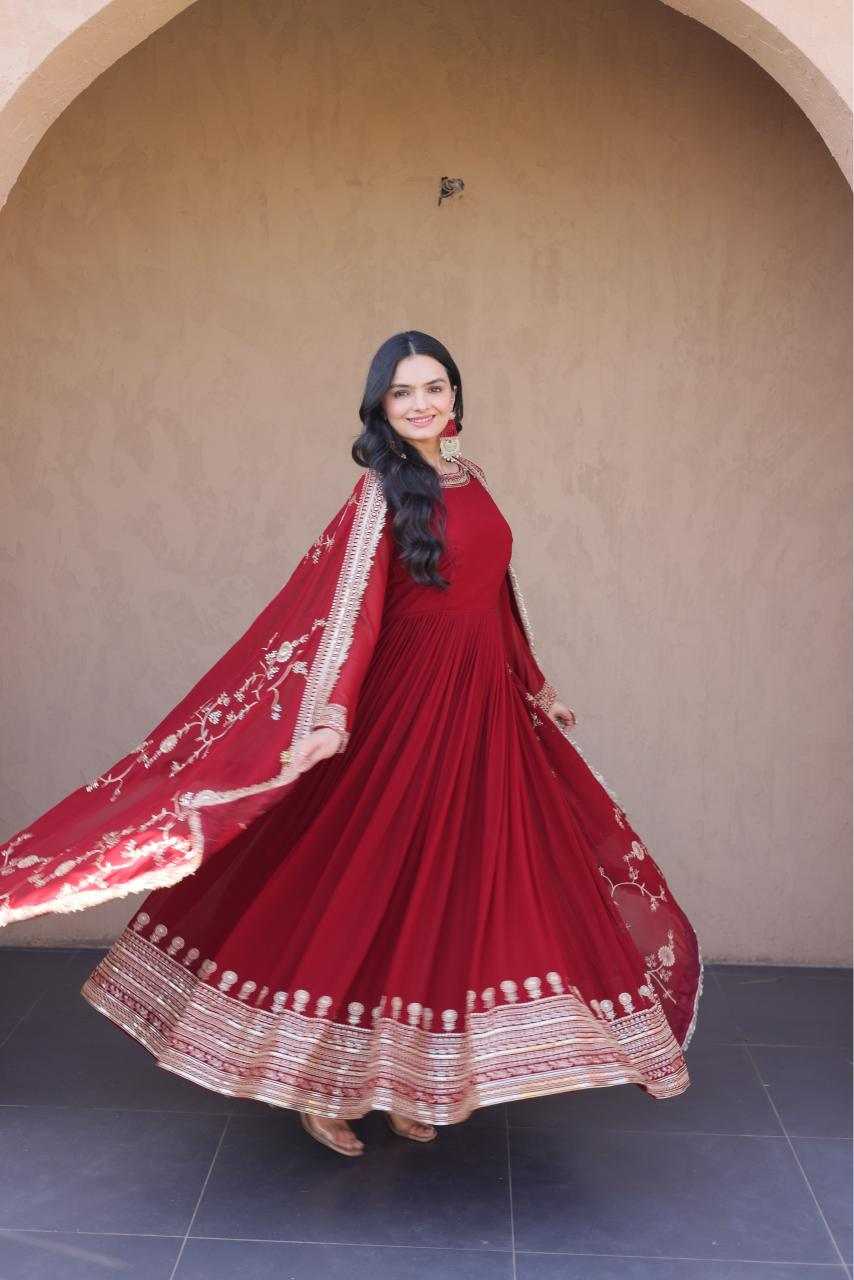 YNF Wholesale Faux Blooming Embroidery Gowns  | Surat Manufacturer