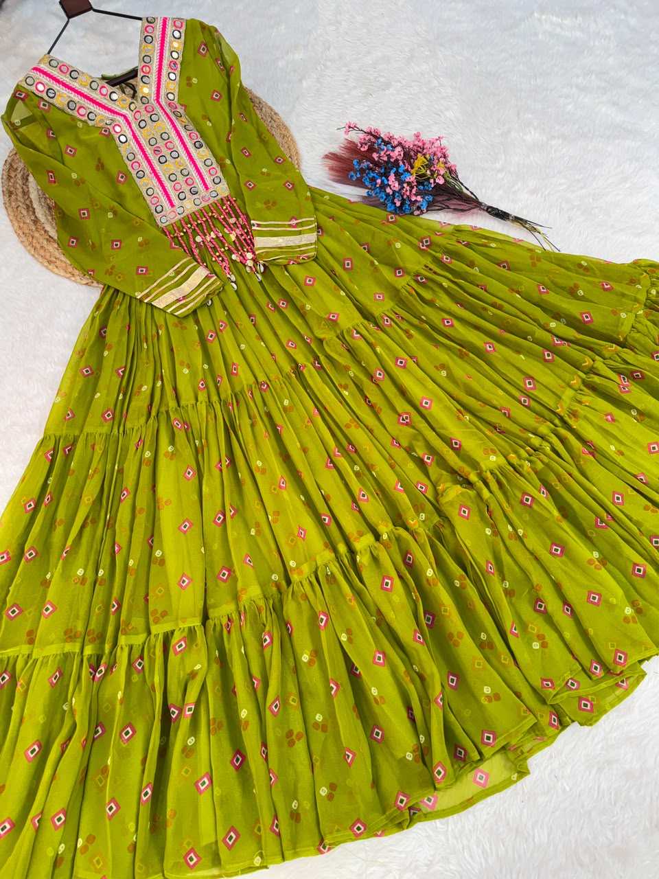 YNF Wholesale Faux Georgette Printed Gowns  | Surat Manufacturer