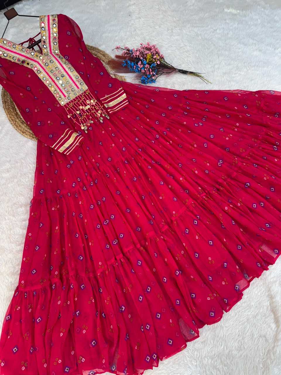 YNF Wholesale Faux Georgette Printed Gowns  | Surat Manufacturer