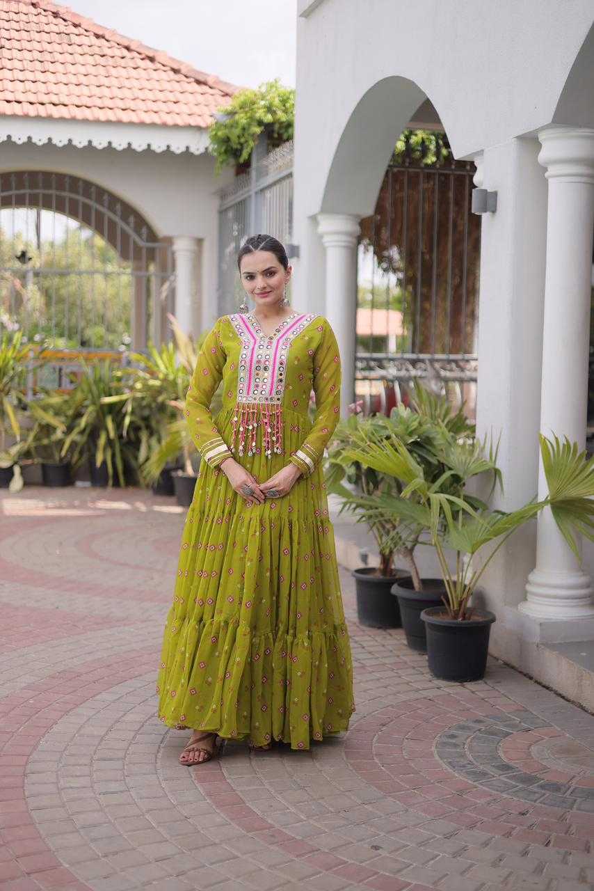 YNF Wholesale Faux Georgette Printed Gowns  | Surat Manufacturer