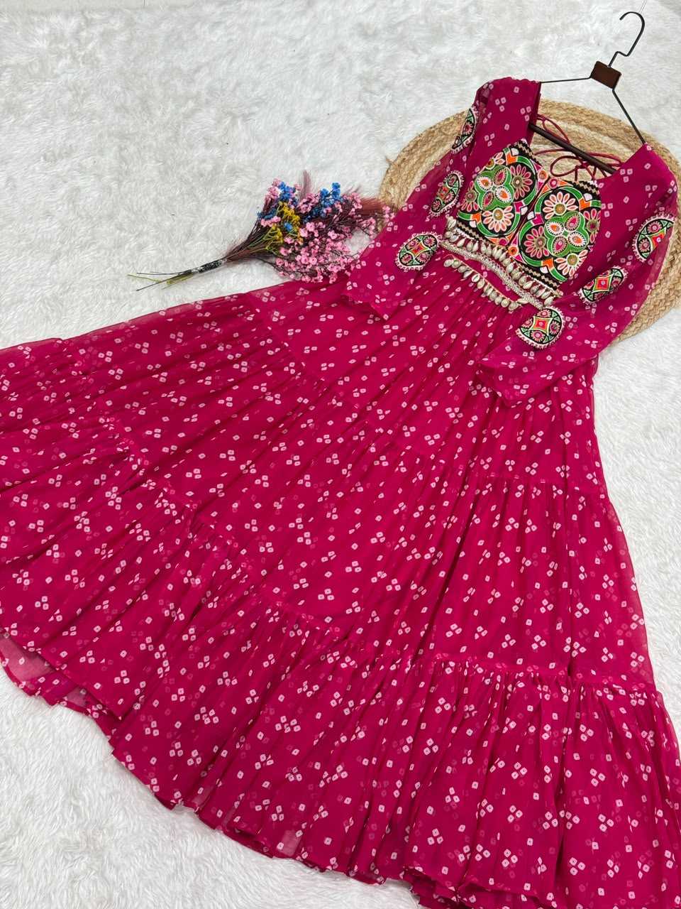 YNF Wholesale Faux Georgette Printed Gowns  | Surat Manufacturer