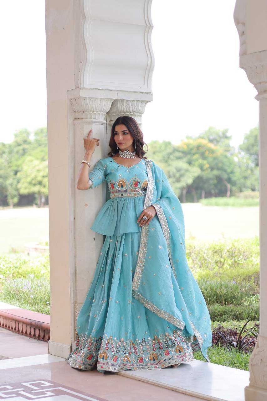 YNF Wholesale Soft Gold Crush Embroidered Lehenga  | Surat Manufacturer