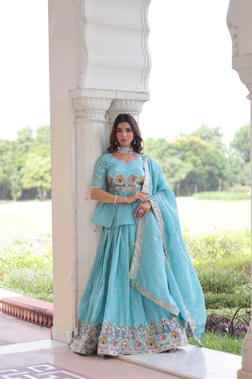 YNF Wholesale Soft Gold Crush Embroidered Lehenga  | Surat Manufacturer
