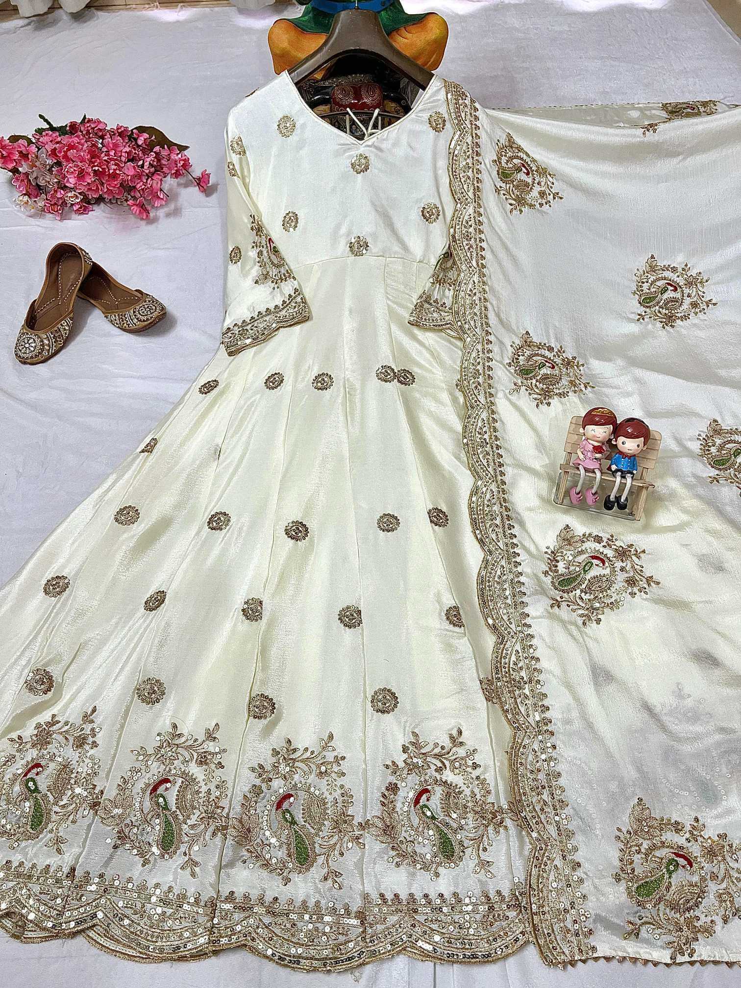 YNF Wholesale Chinon Silk Embroidery Gowns KESH492 1394 | Surat Manufacturer