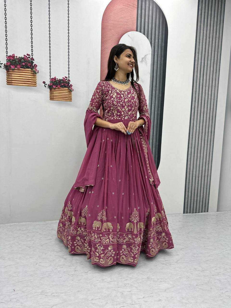 YNF Wholesale Faux Georgette Embroidery Gowns  | Surat Manufacturer
